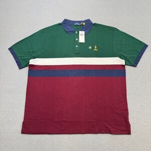 NEW Polo Ralph Lauren Golf Shirt Men's 2XB Green Colorblock Short Sleeve‎ Preppy